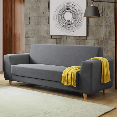 Buy Fida Fabric 3 Seater Sofa – Dark Grey | Comfortable Modern Upholstered Seating from Furnituretta