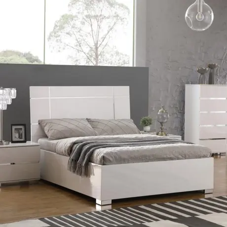 Buy Helsinki High Gloss King Size Bed – White | Sleek Modern Bedroom Furniture, Colour: White, Size: King Size from Furnituretta
