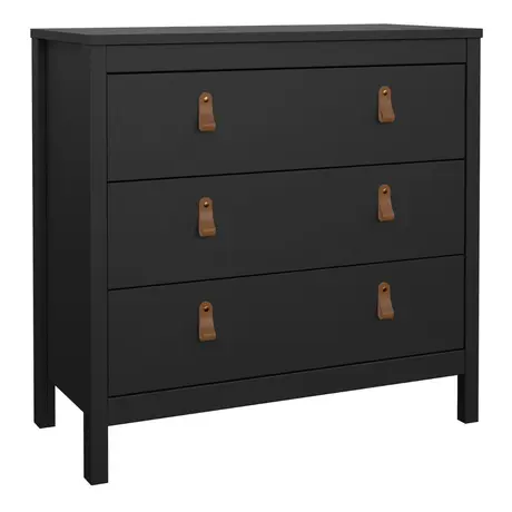 Buy Barcelona Chest: Matte Black Beauty with 3 Drawers from Furnituretta