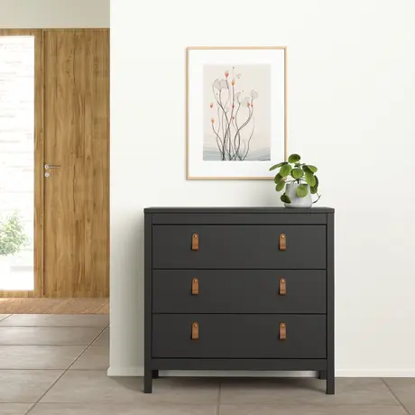 Buy Barcelona Chest: Matte Black Beauty with 3 Drawers, 2 from Furnituretta