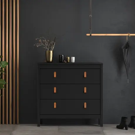 Buy Barcelona Chest: Matte Black Beauty with 3 Drawers, 8 from Furnituretta