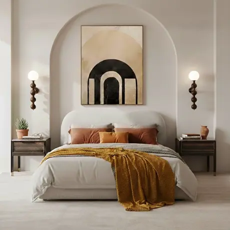 Buy Wave Bed in Natural Weave with Curved Upholstered Frame King, Colour: Natural Weave, Bed Size: King (5ft), Item Width: 174, 7 from Furnituretta