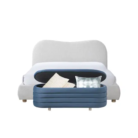 Buy Wave Bed in Natural Weave with Curved Upholstered Frame Double, Colour: Natural Weave, Bed Size: Double (4ft6), Item Width: 159, 12 from Furnituretta