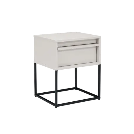 Buy Albion Bedside Table in Stone Finish with Black Steel Legs, 2 from Furnituretta