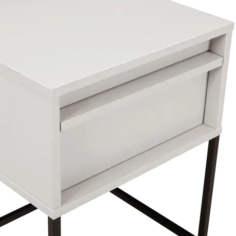 Buy Albion Bedside Table in Stone Finish with Black Steel Legs, 4 from Furnituretta