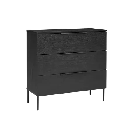 Buy Luna 3 Drawer Chest in Black Woodgrain Finish, Colour: Black, 5 from Furnituretta