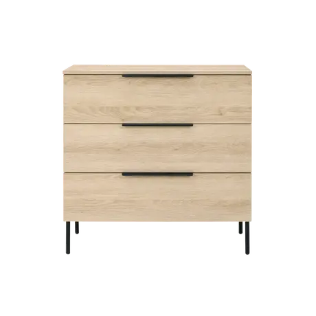 Buy Luna 3 Drawer Chest in Oak Woodgrain Finish, Colour: Oak from Furnituretta