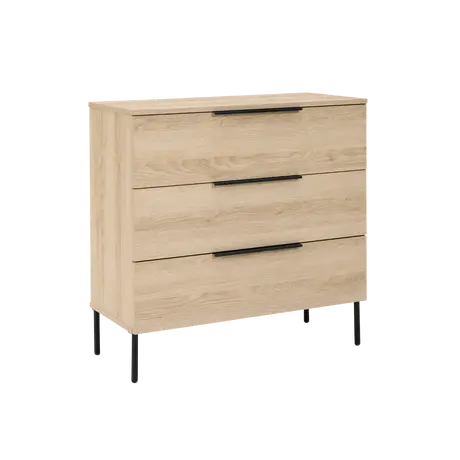 Buy Luna 3 Drawer Chest in Oak Woodgrain Finish, Colour: Oak, 4 from Furnituretta