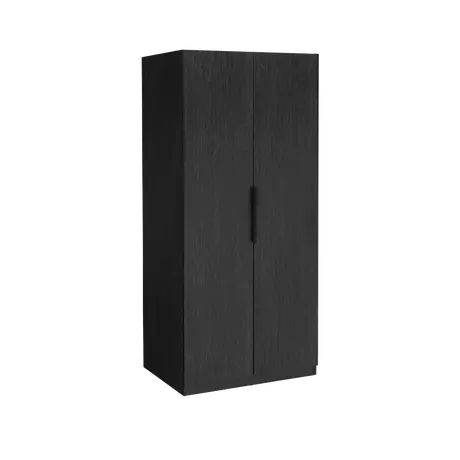 Buy Luna 2 Door Wardrobe in Black Woodgrain Finish, Colour: Black, 4 from Furnituretta