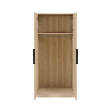 Buy Luna 2 Door Wardrobe in Oak Woodgrain Finish, Colour: Oak, 5 from Furnituretta