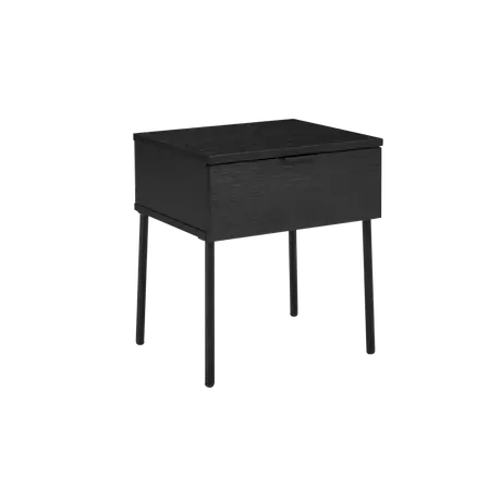 Buy Luna One Drawer Bedside in Black Woodgrain Finish, Colour: Black, 4 from Furnituretta