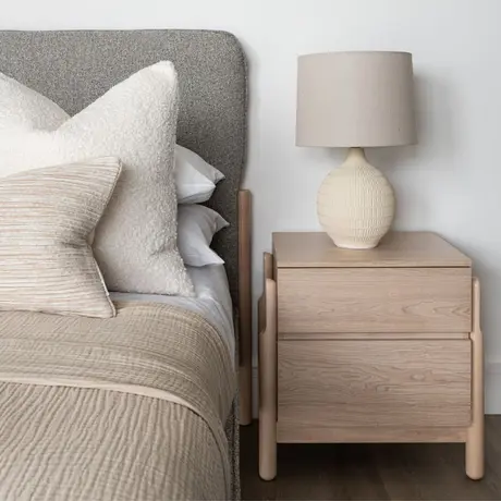 Buy Whisper Bedside in White‑Washed Oak with Two Drawers, 2 from Furnituretta
