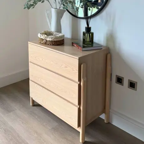 Buy Whisper Chest in White‑Washed Oak with Three Drawers, 2 from Furnituretta