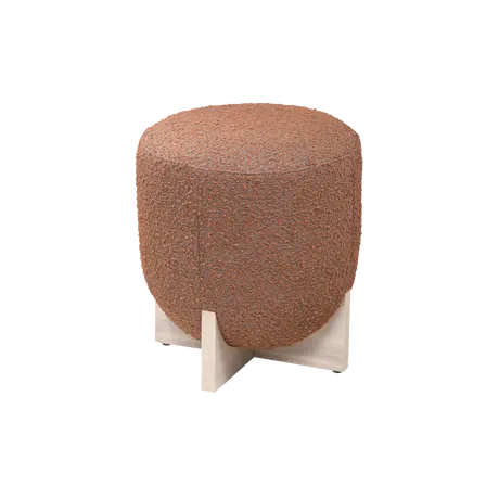 Buy Whisper Stool in Burnt Orange Boucle with Oak Cross‑Base, Colour: Burnt Orange, 3 from Furnituretta