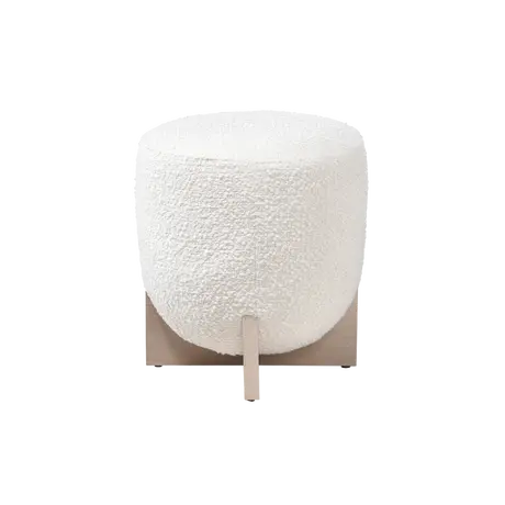 Buy Whisper Stool in Cologne Ivory Boucle with Oak Cross‑Base, Colour: Ivory from Furnituretta