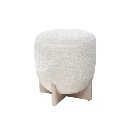 Buy Whisper Stool in Cologne Ivory Boucle with Oak Cross‑Base, Colour: Ivory, 3 from Furnituretta