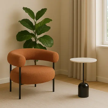 Buy Eclipse Occasional Chair with Curved Backrest and Metal Legs, Colour: Burnt Orange, 3 from Furnituretta