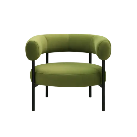 Buy Eclipse Occasional Chair with Curved Backrest and Metal Legs, Colour: Olive Green from Furnituretta