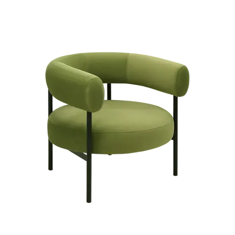 Buy Eclipse Occasional Chair with Curved Backrest and Metal Legs, Colour: Olive Green, 3 from Furnituretta