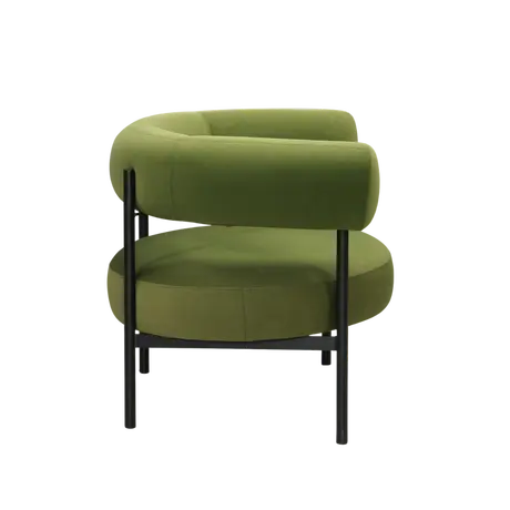 Buy Eclipse Occasional Chair with Curved Backrest and Metal Legs, Colour: Olive Green, 4 from Furnituretta