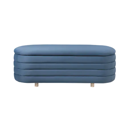 Buy Ripple Storage Oval Ottoman in Blue Velvet Fabric, Colour: Blue from Furnituretta