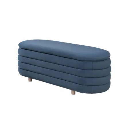 Buy Ripple Storage Oval Ottoman in Blue Velvet Fabric, Colour: Blue, 4 from Furnituretta