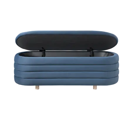 Buy Ripple Storage Oval Ottoman in Blue Velvet Fabric, Colour: Blue, 5 from Furnituretta