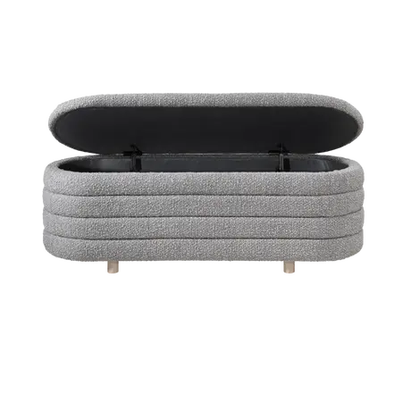 Buy Ripple Storage Oval Ottoman in Dove Boucle Fabric, Colour: Dove, 5 from Furnituretta