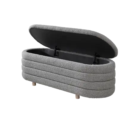 Buy Ripple Storage Oval Ottoman in Dove Boucle Fabric, Colour: Dove, 3 from Furnituretta