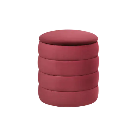Buy Ripple Cylindrical Ribbed Stool in Burgundy Velvet, Colour: Burgundy, 4 from Furnituretta