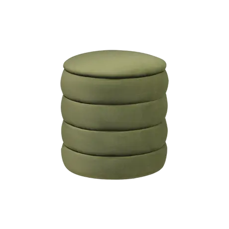 Buy Ripple Cylindrical Ribbed Stool in Olive Green Velvet, Colour: Olive Green, 4 from Furnituretta