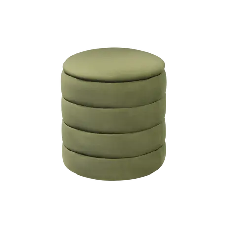 Buy Ripple Cylindrical Ribbed Stool in Olive Green Velvet, Colour: Olive Green from Furnituretta