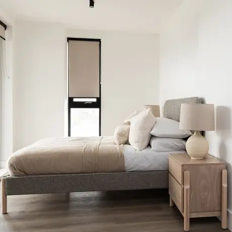 Buy Cove Bed King in Steel Grey with Upholstered Curved Headboard, Colour: Steel Grey, Bed Size: King (5ft), 2 from Furnituretta