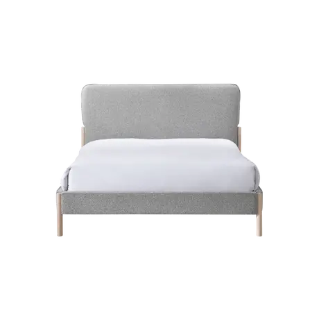 Buy Cove Bed Double in Steel Grey with Upholstered Curved Headboard, Colour: Steel Grey, Bed Size: Double (4ft6) from Furnituretta