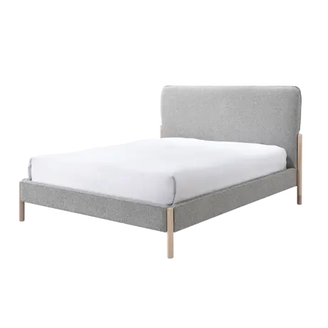 Buy Cove Bed Double in Steel Grey with Upholstered Curved Headboard, Colour: Steel Grey, Bed Size: Double (4ft6), 3 from Furnituretta