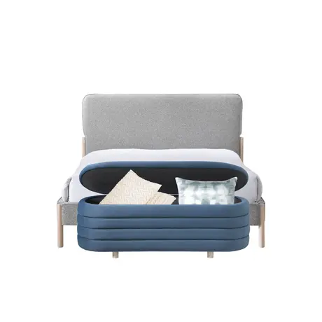 Buy Cove Bed Double in Steel Grey with Upholstered Curved Headboard, Colour: Steel Grey, Bed Size: Double (4ft6), 5 from Furnituretta