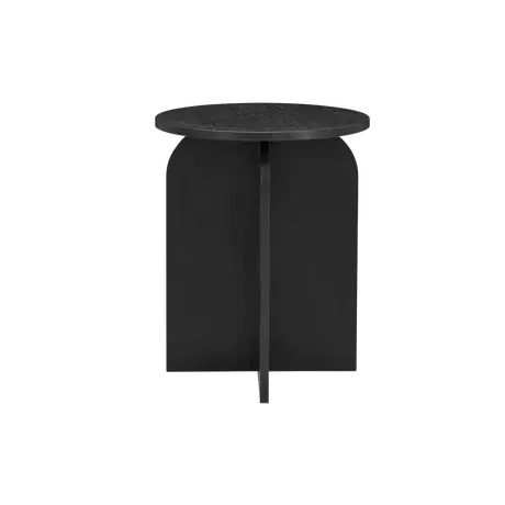 Buy Arco Round Side Table in Black Woodgrain Finish, Colour: Black from Furnituretta