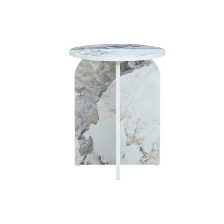 Buy Arco Round Side Table in Pandora Marble‑Effect, Colour: Pandora from Furnituretta