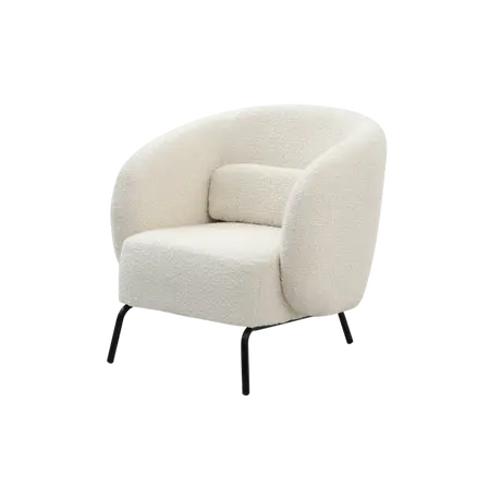 Buy Joey Armchair in Cologne Ivory with Curved Boucle Design, 2 from Furnituretta