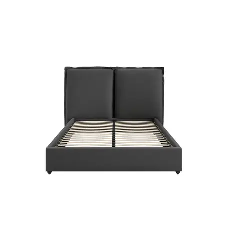 Buy Sunday Bed in Deep Grey – Double (4ft6) with Pillow‑Style Headboard, Colour: Deep Grey, Bed Size: Double (4ft6) from Furnituretta