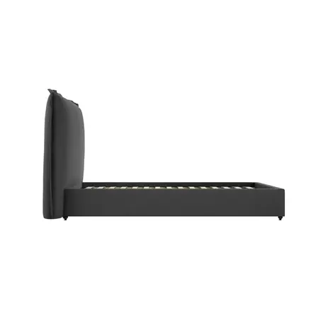 Buy Sunday Bed in Deep Grey – Single (3ft) with Pillow‑Style Headboard, Colour: Deep Grey, Bed Size: Single (3ft), 5 from Furnituretta