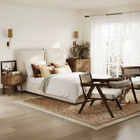 Buy Sunday Bed in Ivory – Double (4ft6) with Pillow‑Style Headboard, Colour: Ivory, Bed Size: Double (4ft6), 3 from Furnituretta