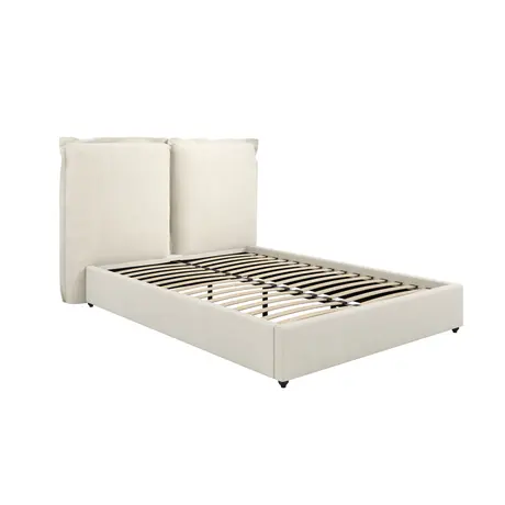 Buy Sunday Bed in Ivory – King (5ft) with Pillow‑Style Headboard, Colour: Ivory, Bed Size: King (5ft), 4 from Furnituretta