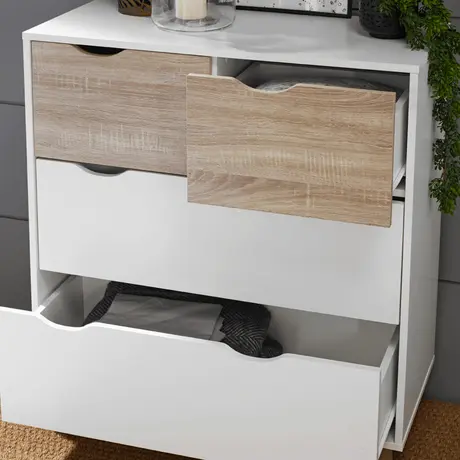 Buy Stockholm 4 Drawer Chest in White‑Oak with Matt White Frame, 3 from Furnituretta