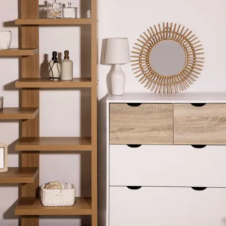 Buy Stockholm 4 Drawer Chest in White‑Oak with Matt White Frame, 4 from Furnituretta