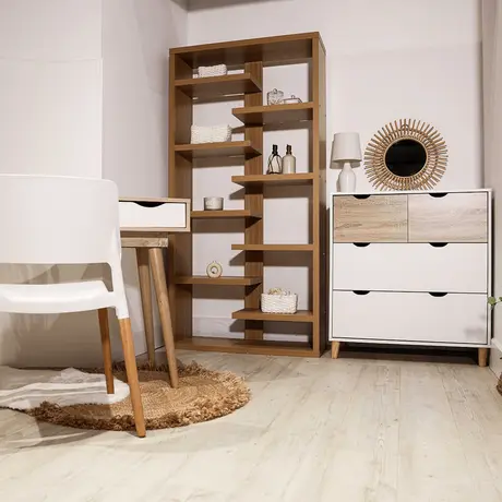 Buy Stockholm 4 Drawer Chest in White‑Oak with Matt White Frame, 5 from Furnituretta