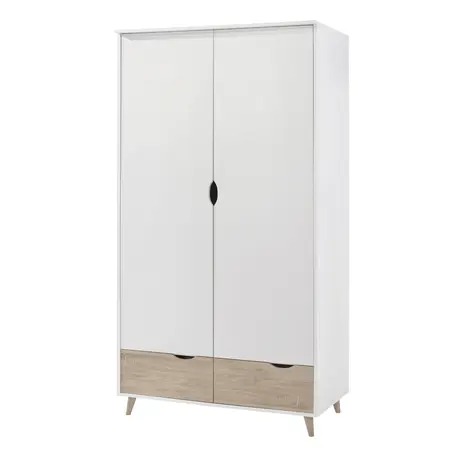 Buy Stockholm 2 Door Wardrobe in White‑Oak with Drawers from Furnituretta