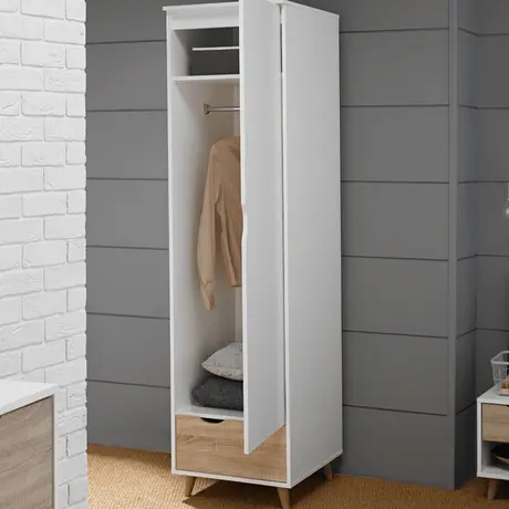 Buy Stockholm 1 Door Wardrobe in White‑Oak with Drawer, 3 from Furnituretta