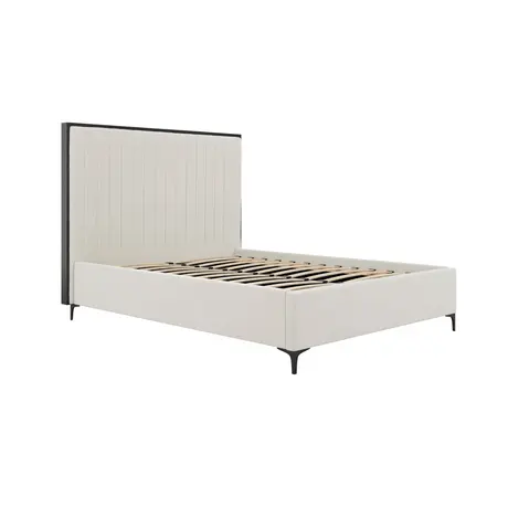 Buy Berkeley Cream Velvet Bed – King (5ft) with Fluted Headboard, Colour: Cream, Bed Size: King (5ft), 3 from Furnituretta
