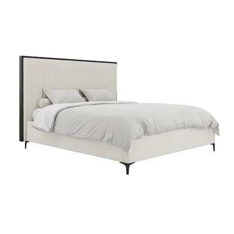 Buy Berkeley Cream Velvet Bed – Super King (6ft) with Fluted Headboard, Colour: Cream, Bed Size: Super King (6ft), 4 from Furnituretta